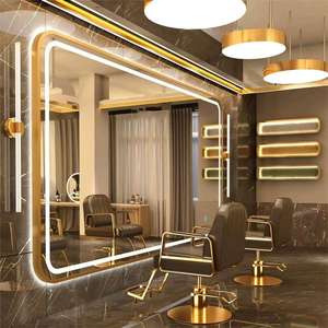 Modern tek taraflı aydınlatma LED berber aynası çevre dostu dikdörtgen cam duvara monte alüminyum çerçeve dokunmatik LED ayna - Product Image 3