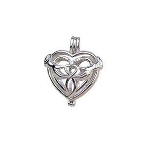 Pendentif en argent S925 en forme de cœur pour femmes, accessoire de perle DIY de 10 mm, cage vide sans trous, motif marée 1816, breloques numérotées - Product Image 5