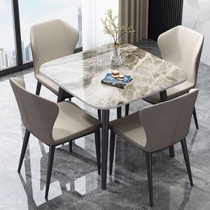 Ensemble de table <span class=keywords><strong>à</strong></span> <span class=keywords><strong>manger</strong></span> carrée moderne Chaises rembourrées Plateau en bois gris <span class=keywords><strong>blanc</strong></span> Pieds noirs Hauteur réglable Meubles de maison pour la <span class=keywords><strong>salle</strong></span> <span class=keywords><strong>à</strong></span> <span class=keywords><strong>manger</strong></span> - Product Image 3