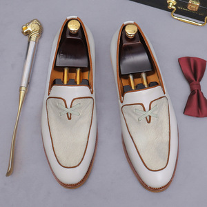 Men's genuine leather casual white formal loafers with minimalist design, pointed toe, top-grain cowhide men's <b>style</b> <b>shoes</b> - Product Image 1