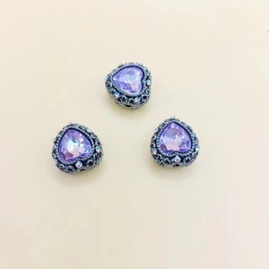 Electroplated Colored Crystal Alloy Heart <b>Beads</b> With Straight Holes For Jewelry Making DIY Keychain Necklace Small - Product Image 3