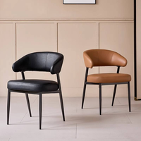 Chaise d'appoint rembourrée, chaise de salle à manger d'inspiration rétro avec dossier incurvé, idéale pour la salle à manger, structure en métal durable, blanc riz