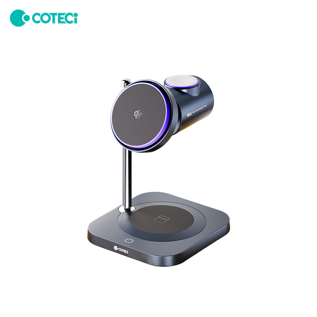 COTECi 2026 Magnetic Qi2.2 25W 3 in 1 Wireless Charging Station Fast Wireless Charger Stand for iPhone 17 16 15 Airpods IWatch