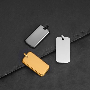 Collier pendentif rectangulaire poli miroir en gros, plaque d'identification vierge en acier inoxydable, bijoux de mode pour hommes 19x35mm - Product Image 6