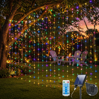 Guirlandes solaires d'extérieur TSINYE, multicolores, effet cascade, minuterie, télécommande, marche/arrêt automatique, pour toit, pergola, jardin