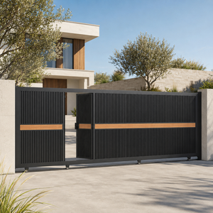 Puerta <span class=keywords><strong>de</strong></span> Entrada <span class=keywords><strong>de</strong></span> Jardín con Rejilla Metálica Personalizada, Puertas <span class=keywords><strong>de</strong></span> Hierro <span class=keywords><strong>de</strong></span> Apertura Automática, Puerta <span class=keywords><strong>de</strong></span> Seguridad <span class=keywords><strong>de</strong></span> <span class=keywords><strong>Aluminio</strong></span> - Product Image 1