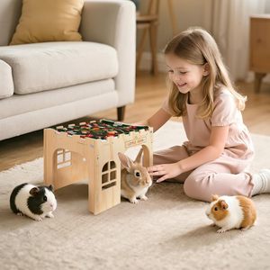 Casa de Madera para Conejos, <span class=keywords><strong>Castillo</strong></span> Escondite Grande para Interiores, Caseta para Conejillos de Indias, Jaula para Conejos, Accesorios para Hámster y <span class=keywords><strong>Chinchilla</strong></span> - Product Image 5