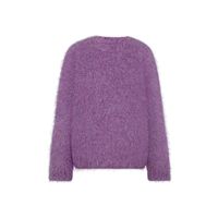 Pull en mohair doux violet pour femmes |   Haut en tricot surdimensionné confortable avec poignets côtelés |   Pull-over décontracté chic pour l'automne et l'hiver
