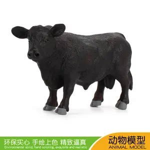 نموذج تعويضات حيوانات HY Border Animal World Black Angus bull محاكاة استهلاك اللحوم مع مزرعة المواشي مزخرفة ومبهجة