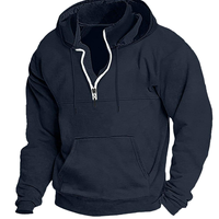 Sweat-shirt à capuche slim et tendance pour homme, motif uni, style décontracté, avec col montant brodé, manteau épais