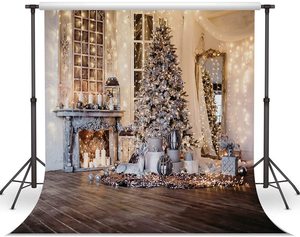 Fondale natalizio per fotografi fondali con decorazioni natalizie in legno con fiocco di neve bianco - Product Image 1