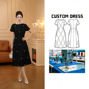 9219 Abito lungo nero a trapezio, Gratie Classic, abito unico ed elegante che snellisce la figura - Product Image 1