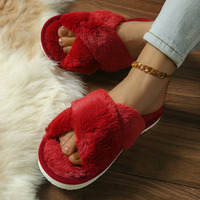 Chaussons d'intérieur pour femmes à brides croisées, chauds, silencieux et respirants, pour l'automne, l'hiver et toutes les saisons