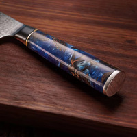 Couteau de chef en acier Damas à 67 couches, poli miroir, manche en résine en forme de pomme de pin, couteau culinaire de style japonais, longueur de la lame de 3,9 pouces