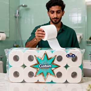 Papier toilette en rouleau jumbo, <span class=keywords><strong>absorbant</strong></span>, doux, sans agent fluorescent, hygiénique et sûr, fabriqué à partir de pâte de bois originale, écologique et jetable. - Product Image 1