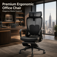 Chaise de bureau ergonomique en maille, inclinable, avec repose-pieds rétractable et silencieux, chaise d'ordinateur à dossier rabattable, mousse moulée haute densité