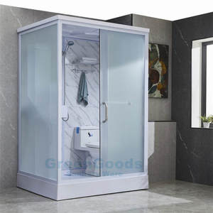 Puerta de vidrio templado para baño, carcasa de ducha de perfil con marco blanco, con cabezal, económica, nuevo diseño - Product Image 5