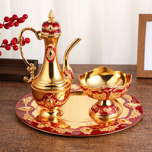 Juego de botella y copa de vino de metal de lujo ligero estilo europeo, juego de vino decorativo vintage creativo para el hogar y el club, regalo exquisito - Product Image 5