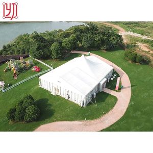 Tente de réception extérieure 15x30m à structure en aluminium blanc, toit haut, pour mariages et événements - Product Image 6
