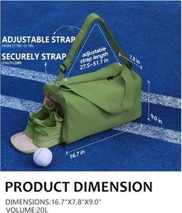 Bolsa Deportiva Unisex Pequeña con Compartimento para Zapatos y Bolsillo Impermeable, Bolsa <span class=keywords><strong>de</strong></span> Viaje Ligera <span class=keywords><strong>de</strong></span> Poliéster para Gimnasio, Yoga, Pilates, Natación - Product Image 3