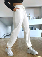 Pantalon de survêtement en molleton pour femme, taille haute, 500 g/m², avec logo OEM, streetwear personnalisé, survêtement pour femme, taille élastique, vente en gros de molleton
