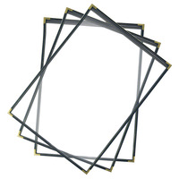 Porte-menu plat transparent en PU+PVC A4 noir pour restaurant avec pochettes en plastique 1 page 2 vues Yimi-1P 6601
