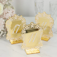 Numéros de table en acrylique miroir doré de forme spéciale de luxe personnalisés (11-20) signes de réception de mariage avec bordure en dentelle et supports