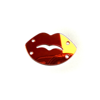 16*25mm rouge lèvre miroir paillettes fait à la main acrylique creux ourlet avec anneau en métal discothèque robe accessoire