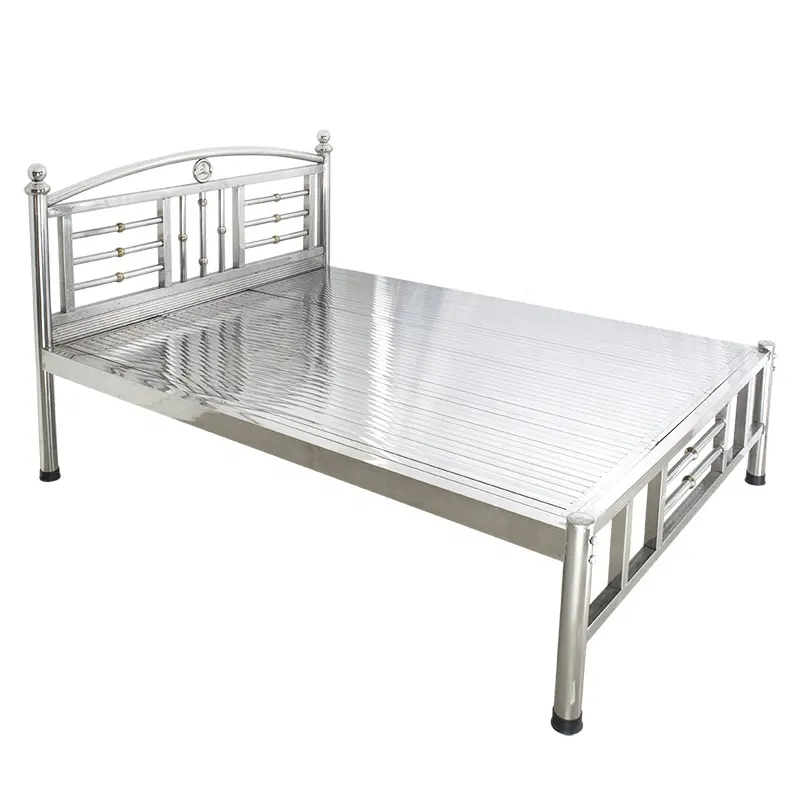 Tempat tidur stainless steel dewasa tempat tidur logam sederhana