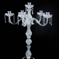 Portavelas Acrílico Transparente, Centro de Mesa Decorativo, Portavelas con Corte de Diamante, Portavelas de 88 cm, Global Elite