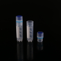 Tube cryogénique jetable non réutilisable avec bouchon interne et joint, réversible, conçu pour la congélation jusqu'à -196°C, disponible en 0,5 ml, 1,5 ml, 1,8 ml, 2 ml, 5 ml, 10 ml