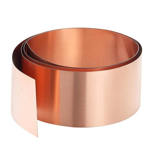 99.99% Full Hard Brass Copper Foil Coil Red Flat Copper Strip Foil for Shielding High Elasticity Wear Resistance High Purity