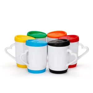 Customised Mugs Wholesale Rubber base bottom White Sublimation Ceramic Design Coffee Silicone Mug With heart Handle