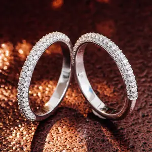 Fashion Semi Eternity Pave Moissanite Diamond Wedding Band Men Women 14k White Gold Jewelry Ring