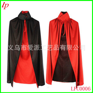 Capa con capucha de doble capa roja y negra de 140 cm para accesorios de disfraces de Halloween unisex LPP6046 - Product Image 4