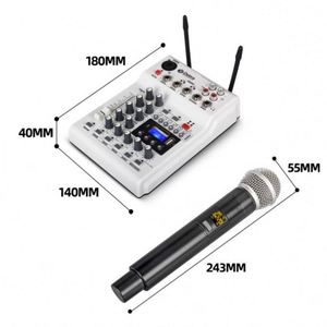 Sistema de Mezclas Profesional de 4 Canales para DJ con Micrófono Inalámbrico e Interfaz de Audio para Escenario, Canto y Reuniones - Product Image 1