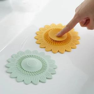 Couvre-drain en TPR de style tournesol, anti-odeurs et attrape-cheveux, filtre anti-obstruction <span class=keywords><strong>pour</strong></span> évier, douche, salle de bain et cuisine - Product Image 1