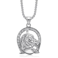 Hip-Hop de acero inoxidable chapado en oro Animal serie circón herradura colgante collar para hombres mujeres aniversario ocasiones