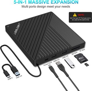 Đầu DVD Cắm Và Phát Type-C Có Đầu Đọc Thẻ USB Hub SD + TF Cho <span class=keywords><strong>MacBook</strong></span> Pro Air, Windows, Linux Ổ Đĩa <span class=keywords><strong>CD</strong></span> Gắn Ngoài - Product Image 2