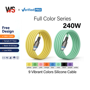 Cable <span class=keywords><strong>USB</strong></span> C Luminoso RGB de 240W, Cable de Carga Rápida LED de Silicona Líquida Tipo C a C, Iluminación para iPhone, Android, Samsung, Auto - Product Image 1