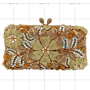Women Stylish Floral Leaves Rhinestones Evening <b>Bag</b> Glimmering Crystals <b>Clutch</b> Purse Exquisite Handbag <b>for</b> Garden Party Ball - Product Image 3