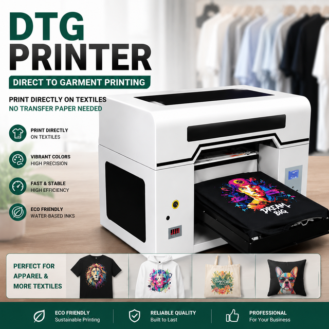 Ocbestjet DTG-4555-1 Direct to Garment DTG Printer with 2 Brother Printheads for Industrial T-shirt Textile Printing Machine