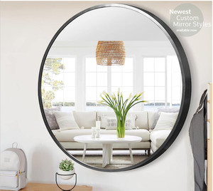 กระจกแขวนผนังกรอบอลูมิเนียมอัลลอยสีดำแบบทันสมัยตกแต่งทรงรี/ทรงยา - Product Image 3