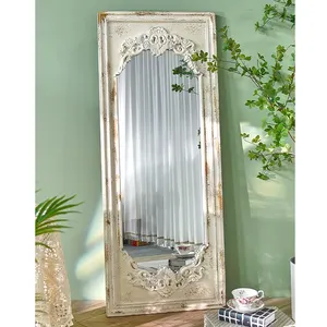 INNOVA fait à la main chalet européen Accent miroir mural penché décor à la maison rustique sol pleine longueur miroir en bois