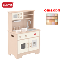 Ensemble de cuisine en bois 2-4 ans Princesse rose Vente chaude Robinet Ustensiles à découper les fruits Réfrigérateur Four Filles Garçons