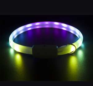 Collier pour chien à <span class=keywords><strong>LED</strong></span> RVB contrôlé par application UMIONE avec rubans en plastique et en silicone pour la sécurité nocturne - Product Image 1