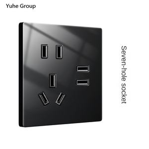 Panel de Pared Táctil Universal Estándar Negro con Botón Circular de Vidrio Templado, 2 Tomas de Corriente, IP20 - Product Image 6