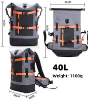 40L Roll Top Sacs étanches étanches à l'eau Sac à dos de randonnée pour le kayak Paddle Boarding Travel Camping