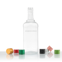 Bouteille de vodka en verre Super Flint sans plomb, carrée, à épaule surélevée, sélectionnée haut de gamme, directement de l'usine, pour spiritueux