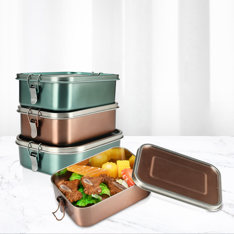 Takeout food grade Leakproof bpa free stainless steel metal bento lunch box